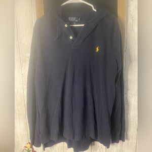 Vintage Polo RL Shirt Men XL Navy Solid Long Sleeve Pullover Hood Pony Adult